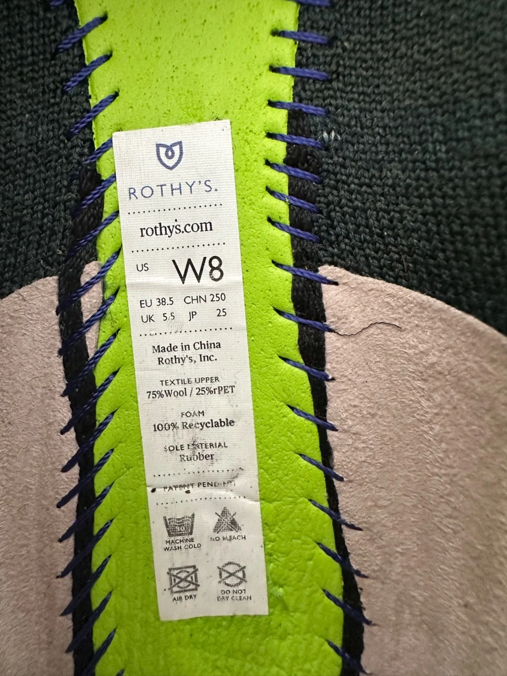 Rothy’s The Loafer Merino Wool Blend Forest Green Knit Flats Women’s 8